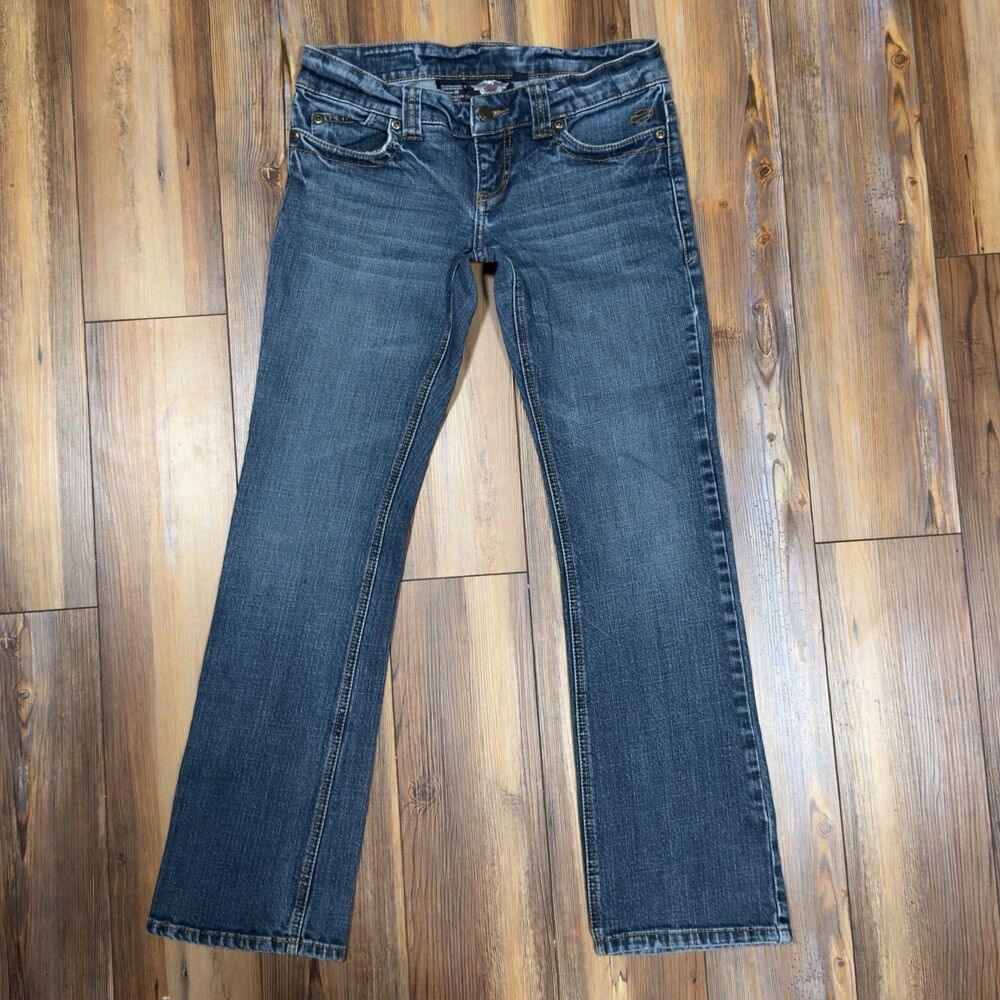 Harley-Davidson Women’s Size 6 Low Rise Bootcut Jeans Stretch Denim Blue